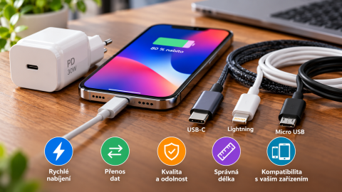 Jak vybrat správný nabíjecí kabel pro mobil? USB-C, Lightning a rychlé nabíjení