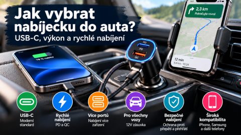 Jak vybrat nabíječku do auta? USB-C, výkon a rychlé nabíjení