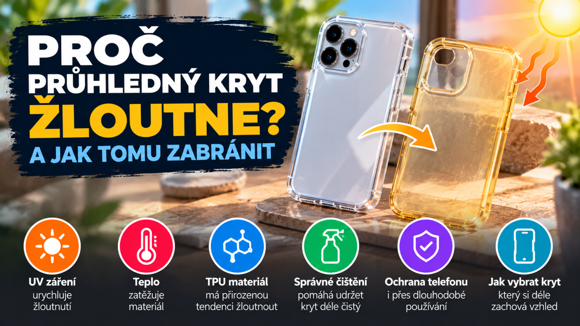 Proč průhledný kryt na telefon žloutne a jak tomu zabránit?