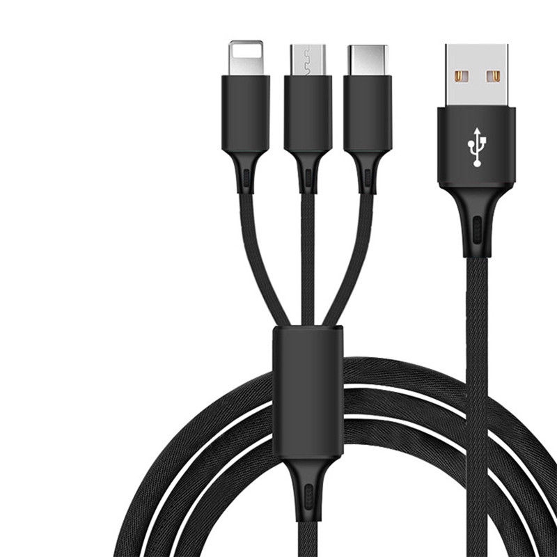 Kabel nabíjecí USB 3 v 1 - USB-C - micro USB - Lightning - délka 1.2 m