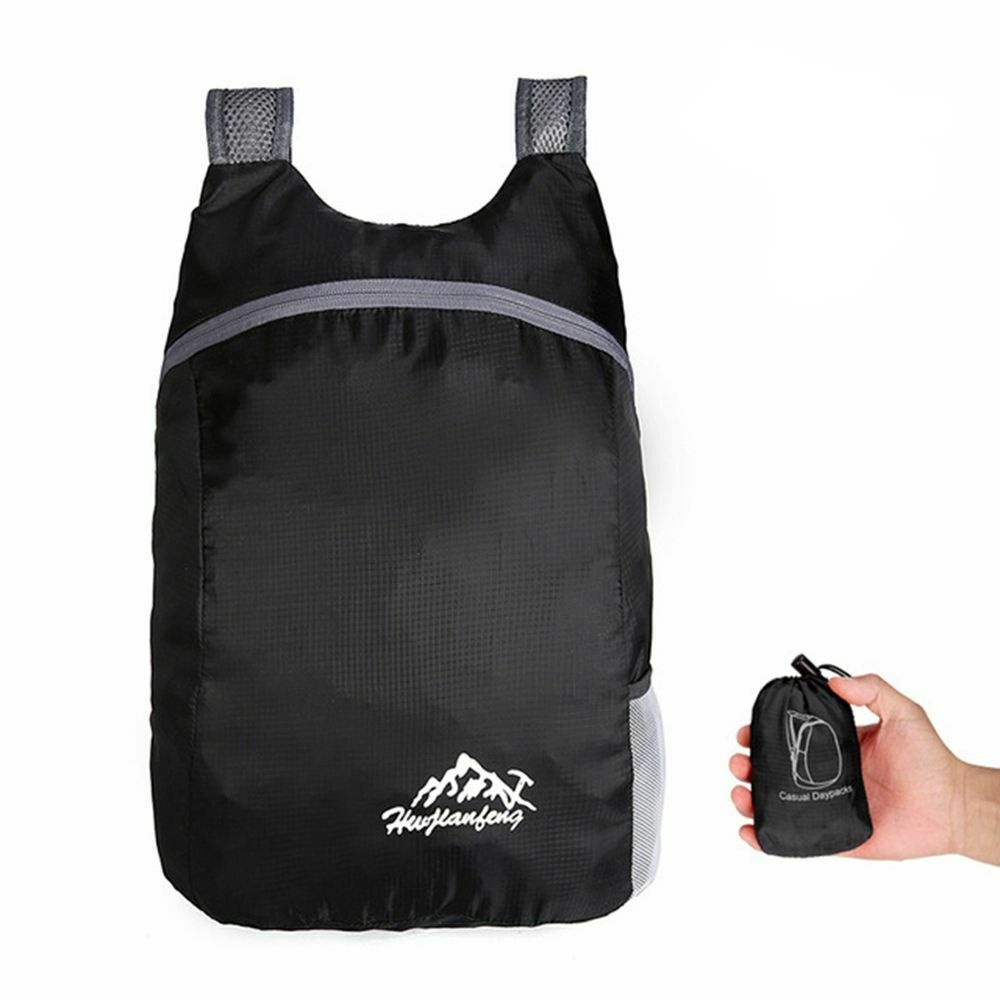 Ultralehký sbalitelný batoh - cestovní kapesní voděodolný skládací 15l - černý