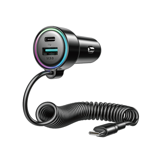 Autonabíječka Joyroom JR-CL07 90W 3 v 1 s 1,6m kabelem USB-C – černá