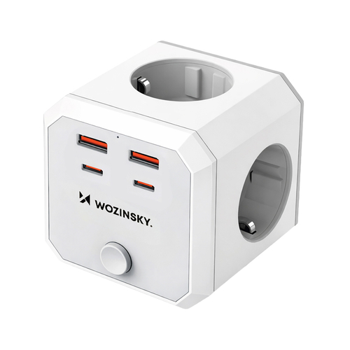 Wozinsky WKZ-4B napájecí adaptér 4× AC, USB-A/C, PD 20 W, bílý