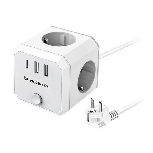 Wozinsky WKZ-3B Power Cube 4× AC, USB-A/C, 4000 W, 1,8 m, bílý