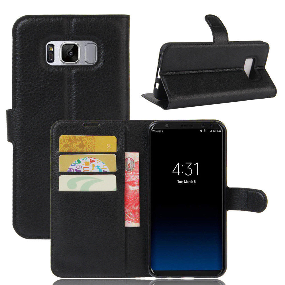 SAMSUNG GALAXY S8 - pouzdro (kryt obal) peněženka se stojánkem - černé