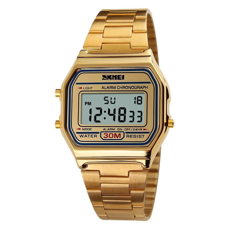 Hodinky SKMEI 1123 - RETRO digitální vodotěsné hodinky 30M - GOLD