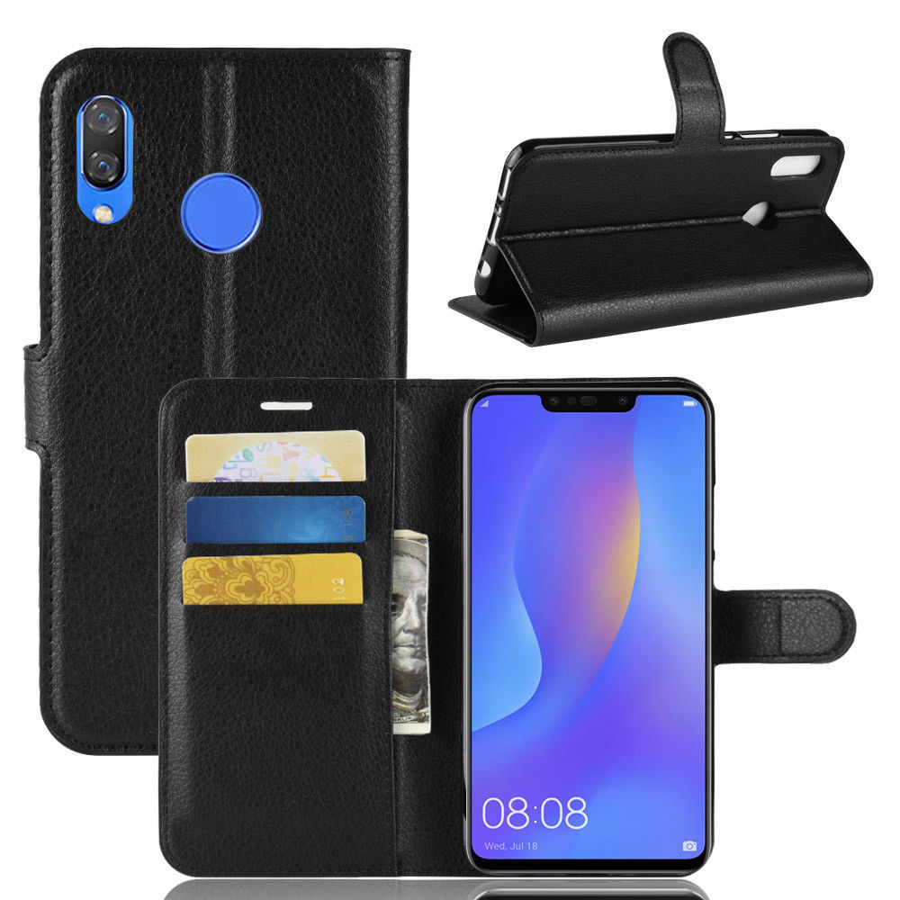 HUAWEI NOVA 3 - pouzdro (kryt obal) peněženka se stojánkem - černé 