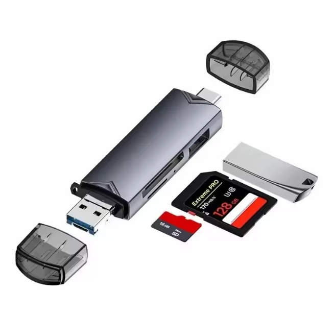 Čtečka SD micro SD TF karet OTG adapter s USB-C konektorem 6v1