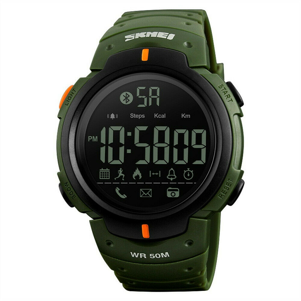 Hodinky SKMEI 1301 ARMY GREEN - Bluetooth chytré sportovní vodotěsné - zelené