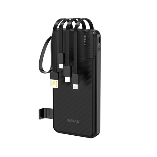 Powerbanka Dudao K11 10000mAh s vestavěnými kabely - černá