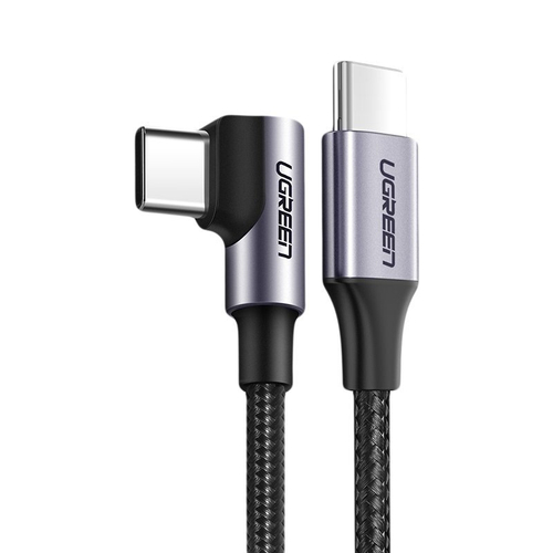 Ugreen US255 50125 kabel USB-C / USB-C 60 W 3 A 2 m, úhlový konektor – šedý