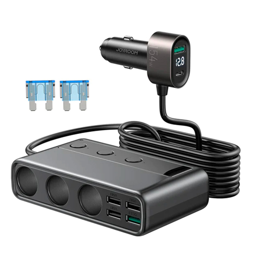 Autonabíječka Joyroom JR-CL06 9v1 154W 5x USB-A / USB-C / 3x zásuvka pro zapalovač cigaret PD QC PPS - černá