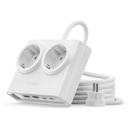 Orico PDC25 25W 6v1 prodlužovací kabel 2x AC + 2x USB-A + 2x USB-C - bílý