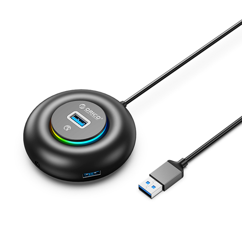 Orico YXR4-U3 RGB USB Hub 4-portový USB-A 3.0 s audio/mikrofonním portem 1,8 m - černý