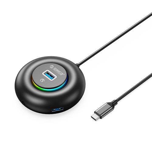 Orico YXR4-C3 RGB USB Hub 4portový USB-A (USB-C) 3.0 s audio/mikrofonním portem 1,8 m - černý