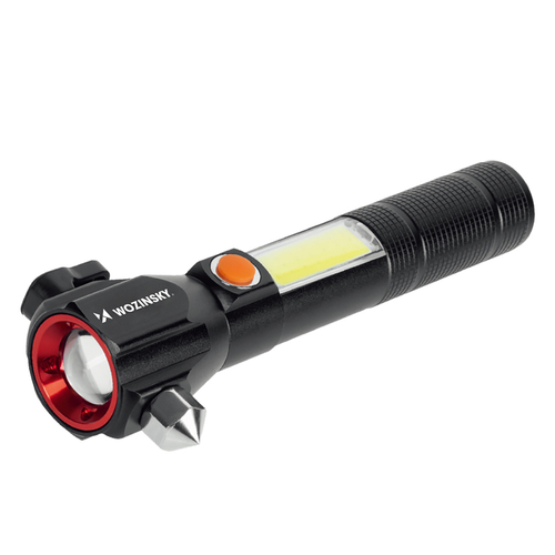 Wozinsky WLR-31 5W 500lm CREE 3v1 multifunkční svítilna s rozbíječem skla a řezačkou bezpečnostních pásů - černá