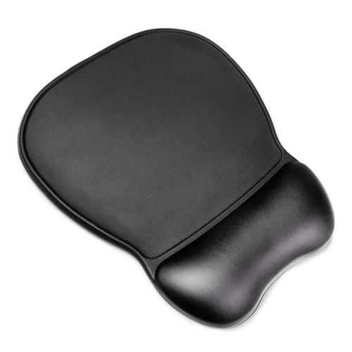 Ergonomická podložka pod myš a opěrka zápěstí z gelu, eko kůže, velká, protiskluzová - černá