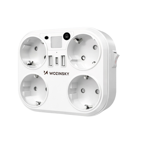 Wozinsky WRS-2B síťový rozbočovač 4× AC, USB-A/C, 4000 W, bílý