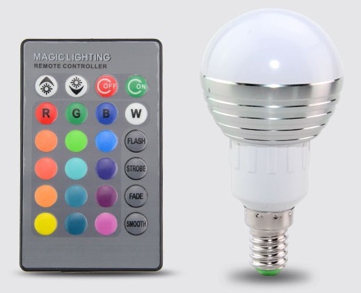 Žárovka E14 LED barevná na dálkové ovládání