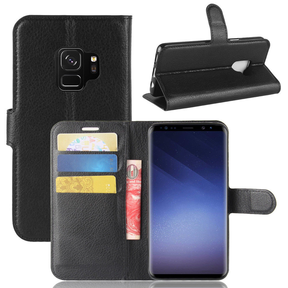 SAMSUNG GALAXY S9 - pouzdro (kryt obal) peněženka se stojánkem - černé