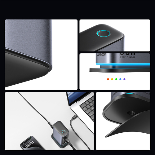 Joyroom JR-TCM02 GaN nabíječka 65 W, 4× USB-C + 2× USB-A – tmavě šedá